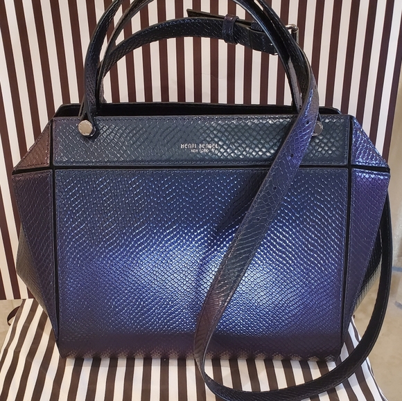HENRI BENDELπHPπ Bijoux Satchel Metallic Snake Pattern! RARE! πππππππ - Picture 2 of 16